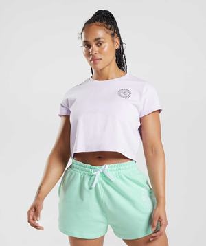 Purple Gymshark Legacy Crop Women's Tops | ERPDHY854