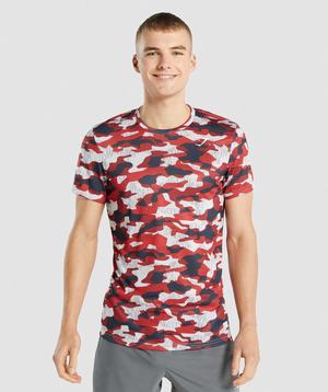 Red Gymshark Arrival Men's T Shirts | WJZPCE279