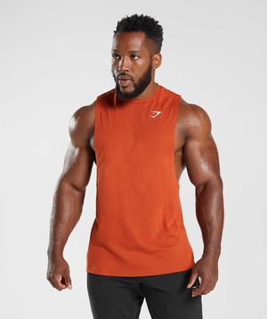 Red Gymshark React Drop Arm Men's Tanks | VHZDRP078