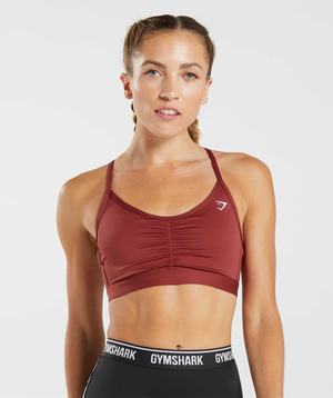 Red Gymshark Ruched Women's Sports Bra | BWVUDJ413