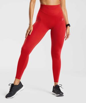 Red Gymshark Sweat Seamless Sculpt Women's Leggings | MCVQES869