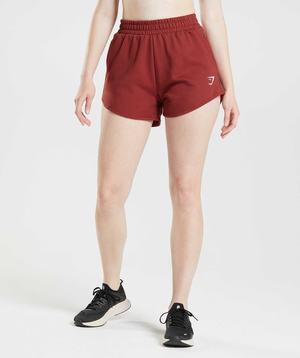 Red Gymshark Training Sweat Women's Shorts | HBOVPX365