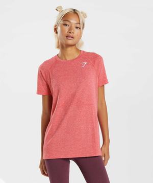 Red Gymshark Vital Seamless 2.0 Light Women\'s T Shirts | WDCELH906