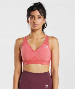 Red Gymshark Vital Seamless 2.0 V Neck Women's Sports Bra | PHVFKO315