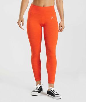 Red / Orange Gymshark Adapt Marl Seamless Women's Leggings | RVOPDC215