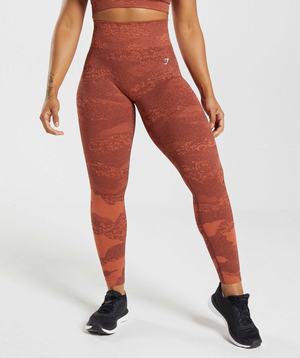 Red / Pink Brown Gymshark Adapt Camo Seamless Women's Leggings | DONVUF250