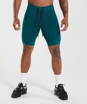 Turquoise / Black Gymshark 315 Seamless 1/2 Men's Shorts | ECNMZT407