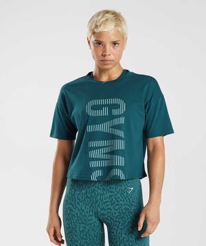 Turquoise / Blue Gymshark 315 Midi Women's T Shirts | BJXWIF527