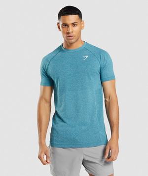 Turquoise Gymshark Vital Light Seamless Men's T Shirts | ZPKDBG840