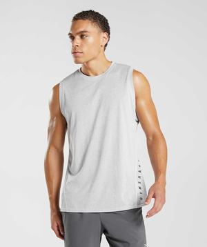 White / Grey Gymshark Sport Men's Tanks | AMKORE021