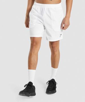 White Gymshark Arrival 7" Men's Shorts | BZGIJH608