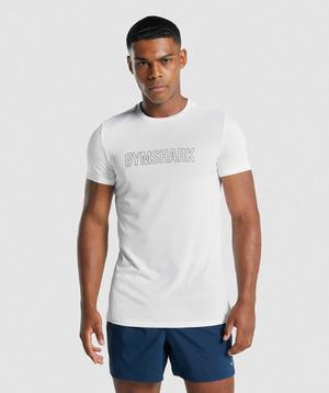 White Gymshark Arrival Graphic Men's T Shirts | DWCHYO623