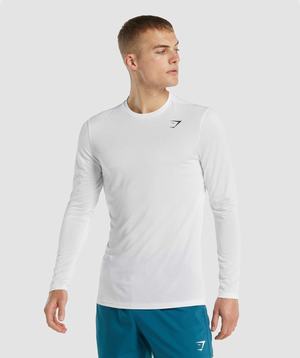 White Gymshark Arrival Long Sleeve Men's T Shirts | RBZLKQ861