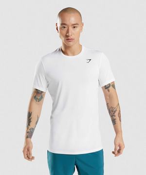 White Gymshark Arrival Men's T Shirts | HOVNUS746