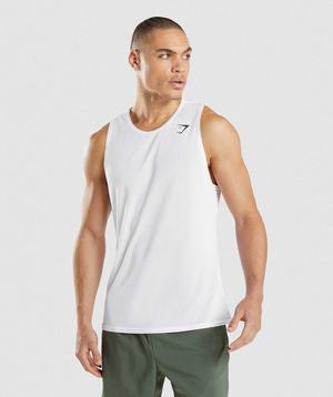 White Gymshark Arrival Men's Tanks | IOCLMX314