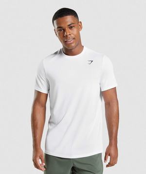 White Gymshark Arrival Regular Fit Men's T Shirts | NZCGDX690