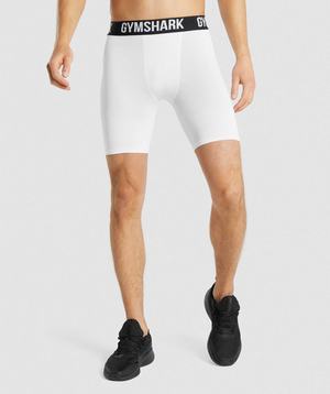 White Gymshark Element Baselayer Men's Shorts | FSRLMZ095