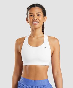 White Gymshark Essential Racer Back Women's Sports Bra | IPCFRB356