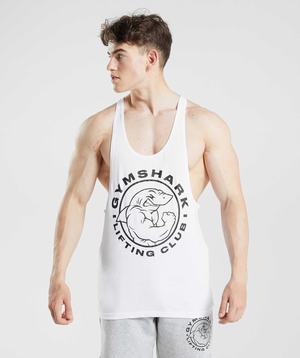 White Gymshark Legacy Men's Vest | XATNOR237