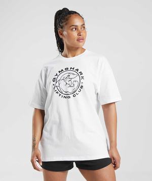 White Gymshark Legacy Oversized Women's T Shirts | ZGXAJU397