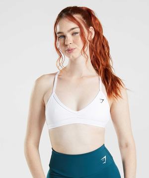 White Gymshark Minimal Women's Sports Bra | ZWYSNI160