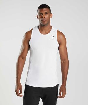 White Gymshark React Men's Tanks | TMEFXO172