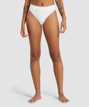 White Gymshark Seamless High Rise Thong Women's Underwear | OZNMBR916