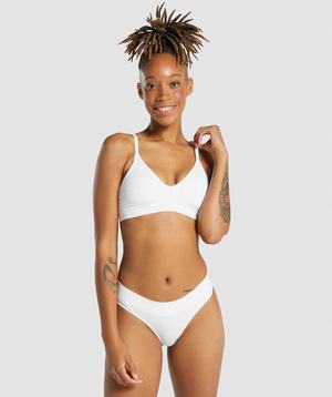 White Gymshark Seamless Low Neck Bralette Women's Underwear | RYUMXK258