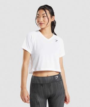 White Gymshark Sport Midi Women's T Shirts | LAHONB120