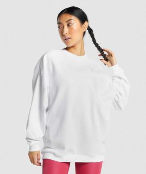 White Gymshark Training Oversized Sweatshirt Women's Pullover | KUNFQE019