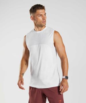 White / Light Grey Gymshark Apex Seamless Men's Tanks | JLWAGT380