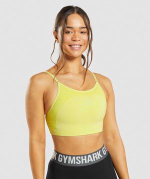 Yellow Gymshark Flex Strappy Women's Sports Bra | KZUPEN917