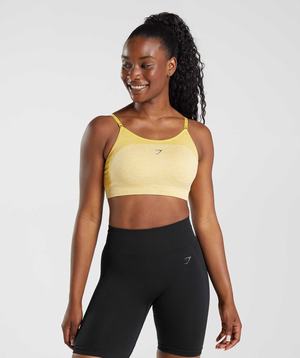 Yellow / White Gymshark Flex Strappy Women's Sports Bra | HVXRPT536