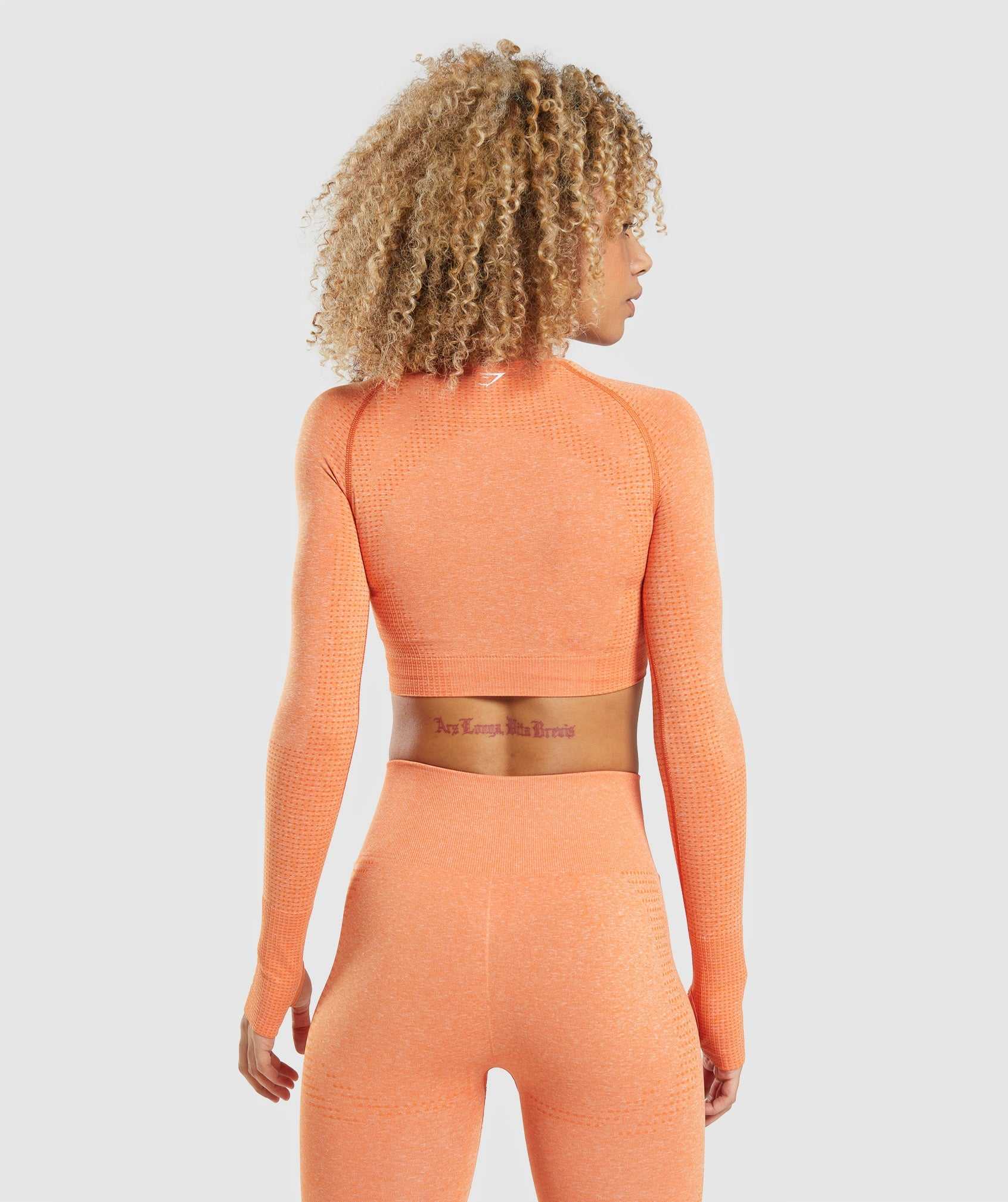 Apricot Orange Gymshark Vital Seamless 2.0 Long Sleeve Crop Women's Tops | XGVTRS046