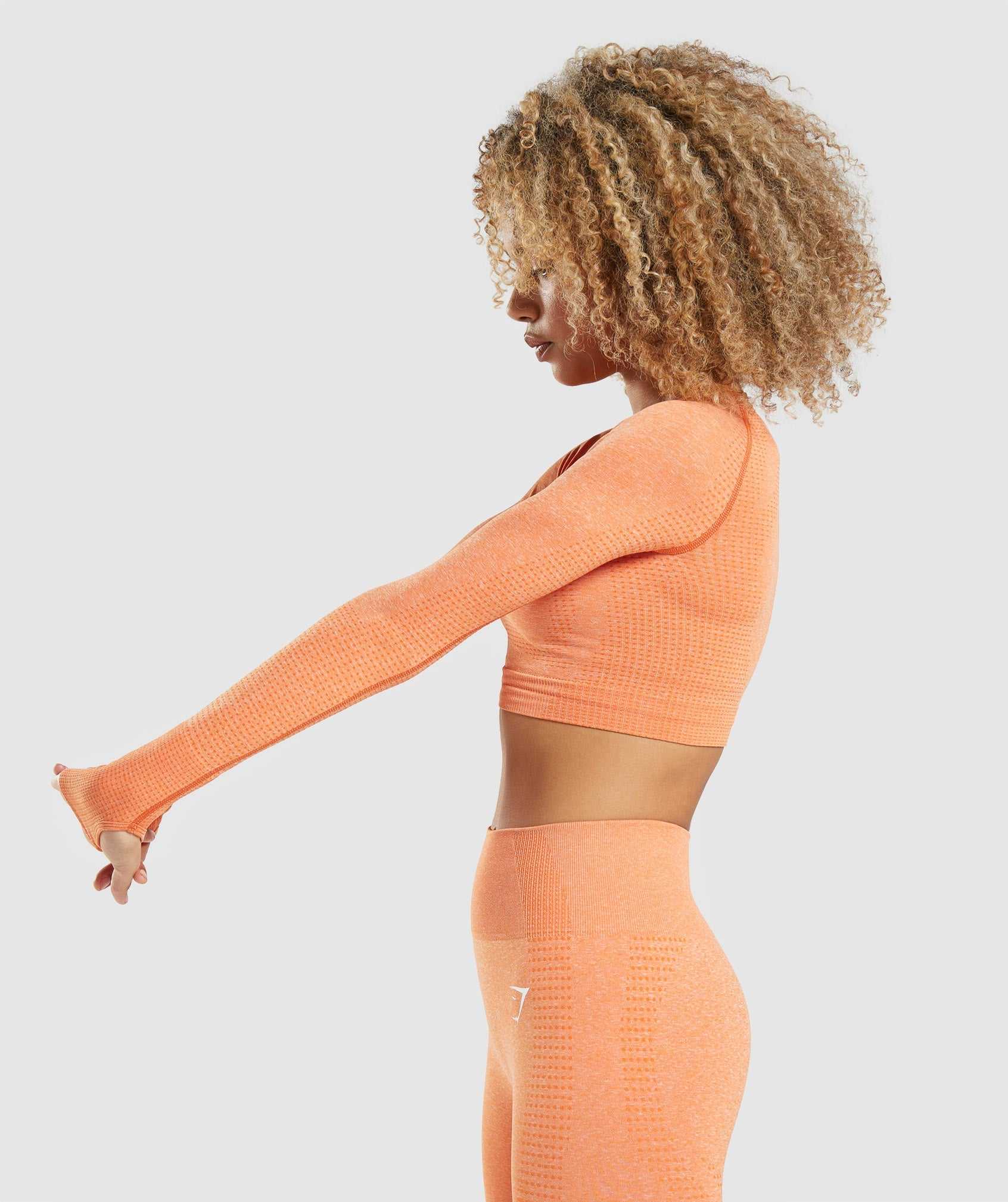 Apricot Orange Gymshark Vital Seamless 2.0 Long Sleeve Crop Women's Tops | XGVTRS046