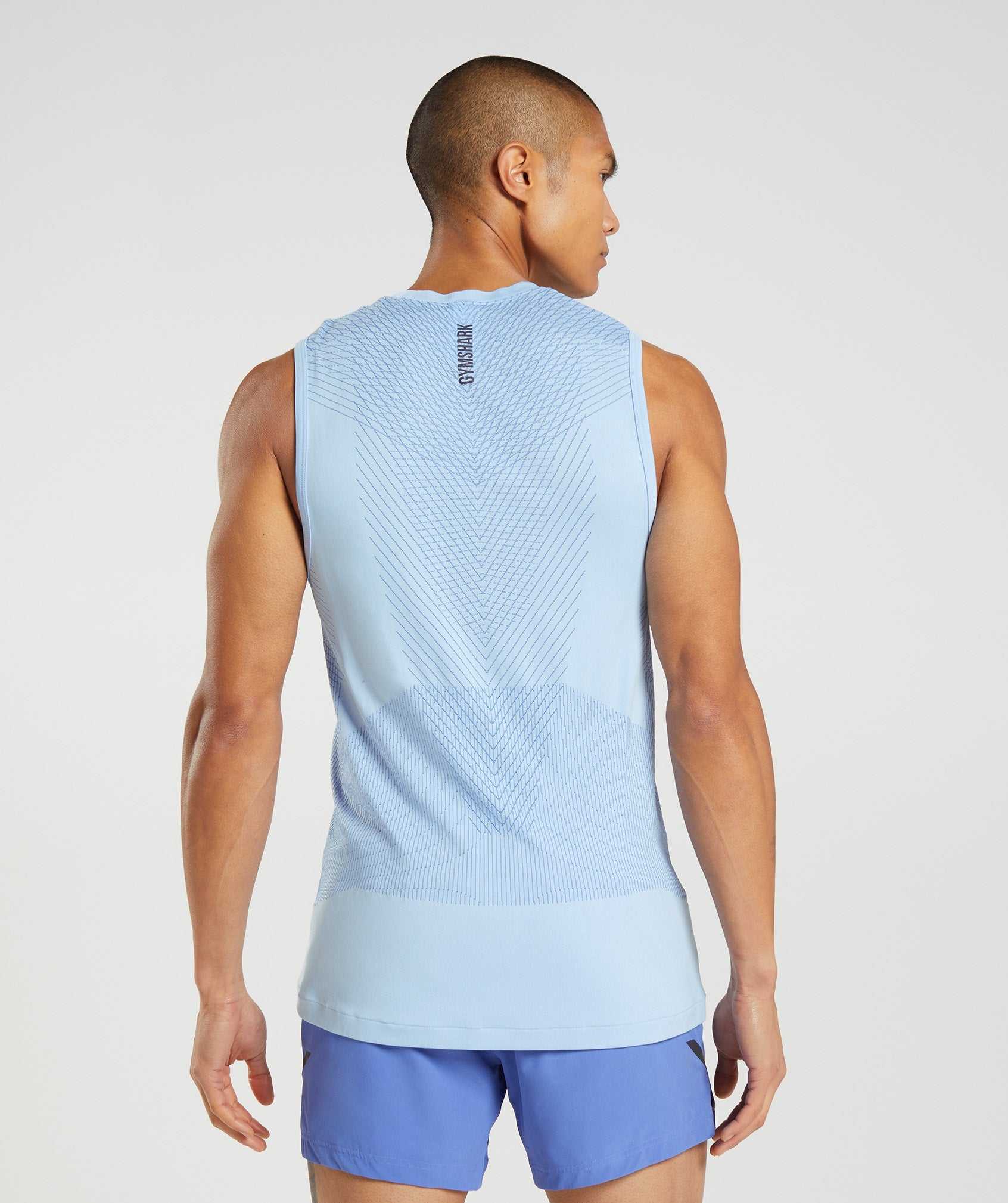 Beige Blue / Blue Gymshark Apex Seamless Men's Tanks | QZNXOL531