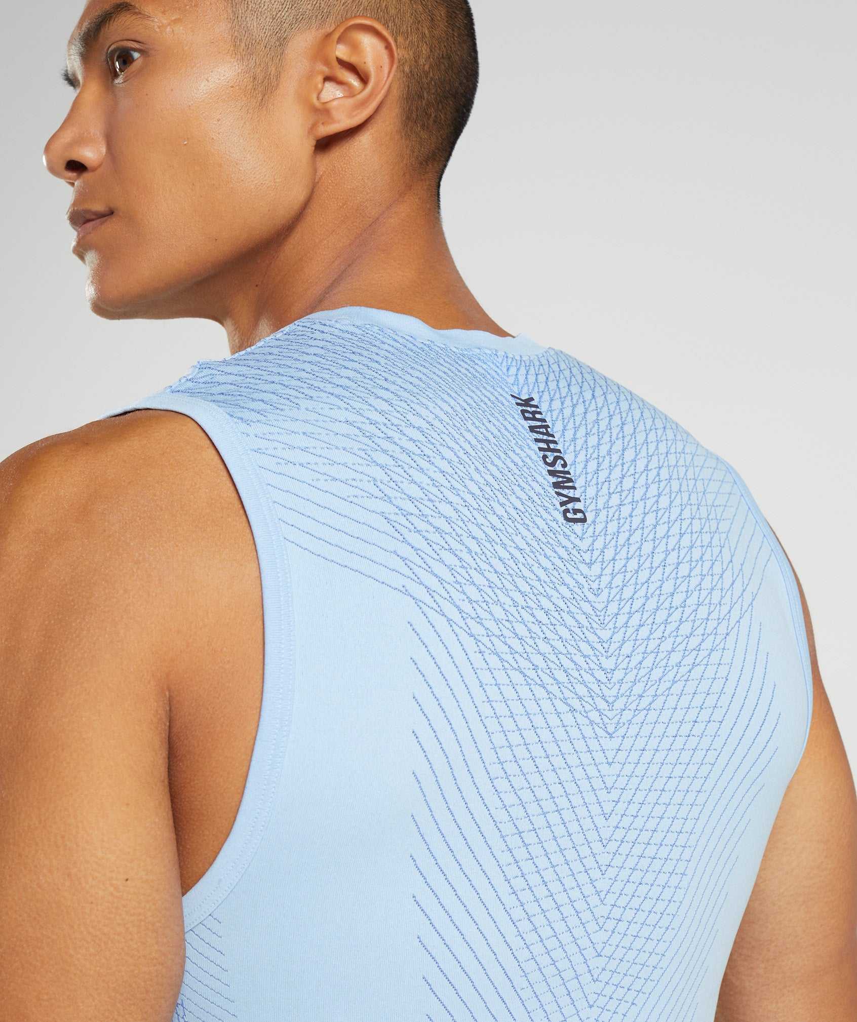 Beige Blue / Blue Gymshark Apex Seamless Men's Tanks | QZNXOL531