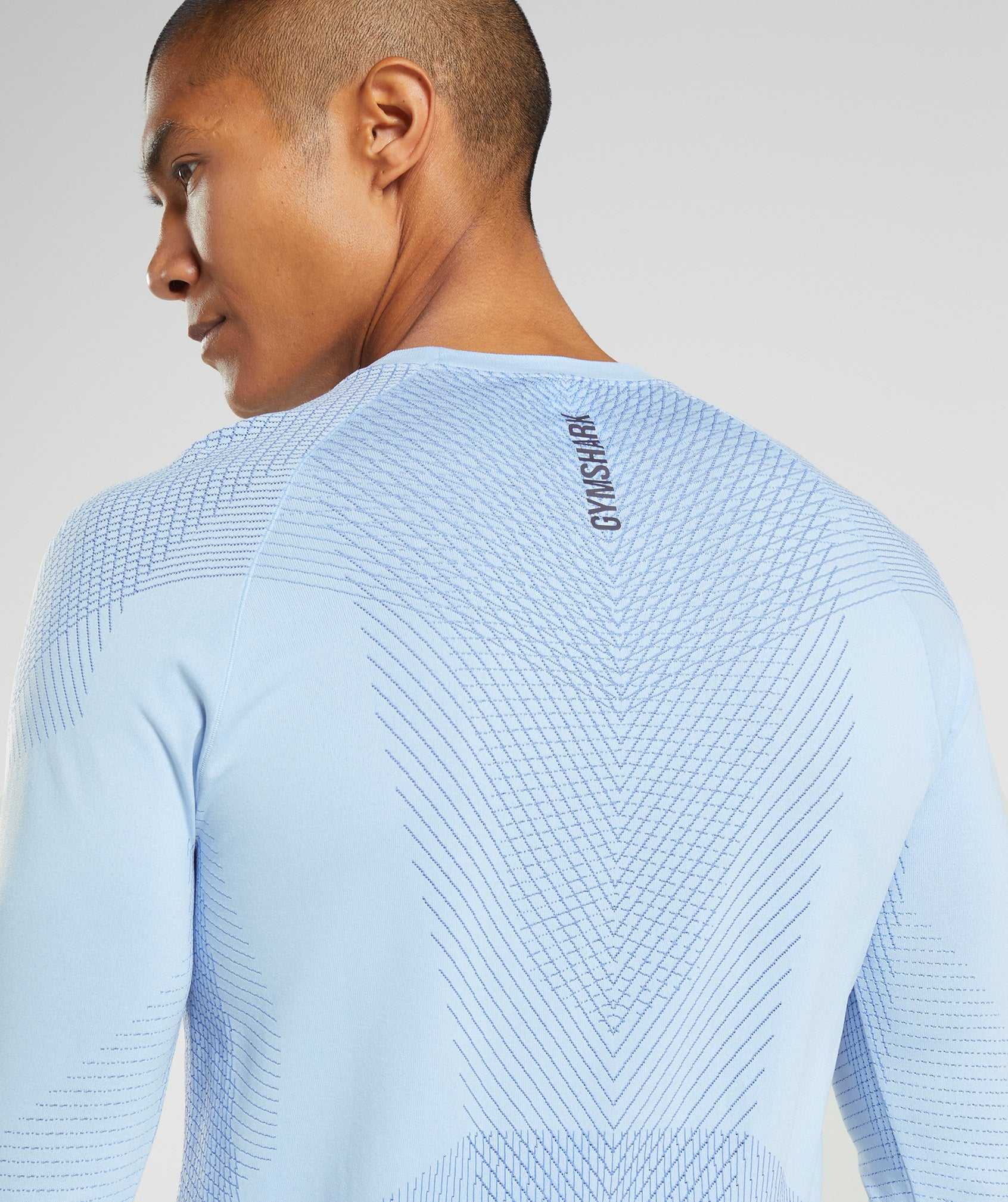 Beige Blue / Blue Gymshark Apex Seamless Long Sleeve Men's T Shirts | TPHSFE047