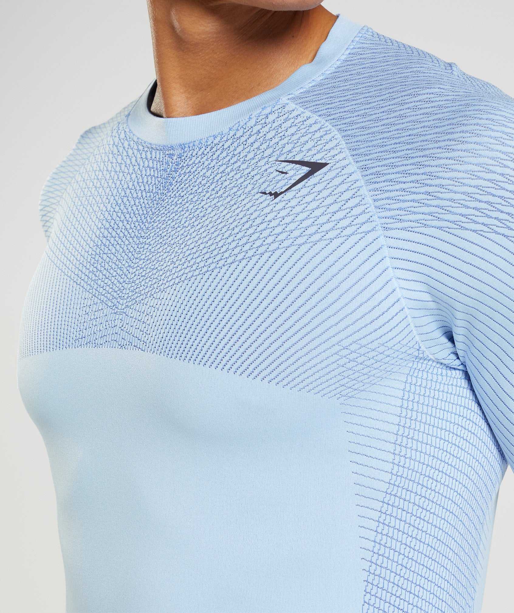 Beige Blue / Blue Gymshark Apex Seamless Long Sleeve Men's T Shirts | TPHSFE047