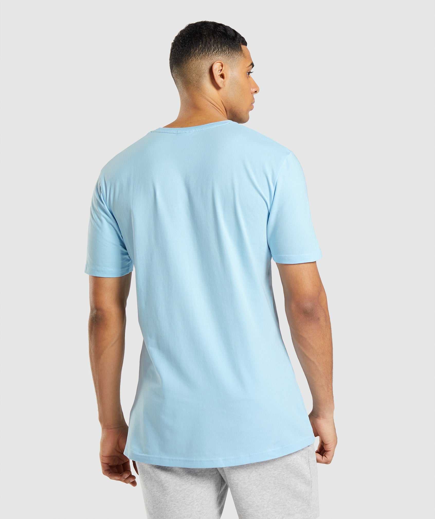 Beige Blue Gymshark Essential Men's T Shirts | YIQMZE851