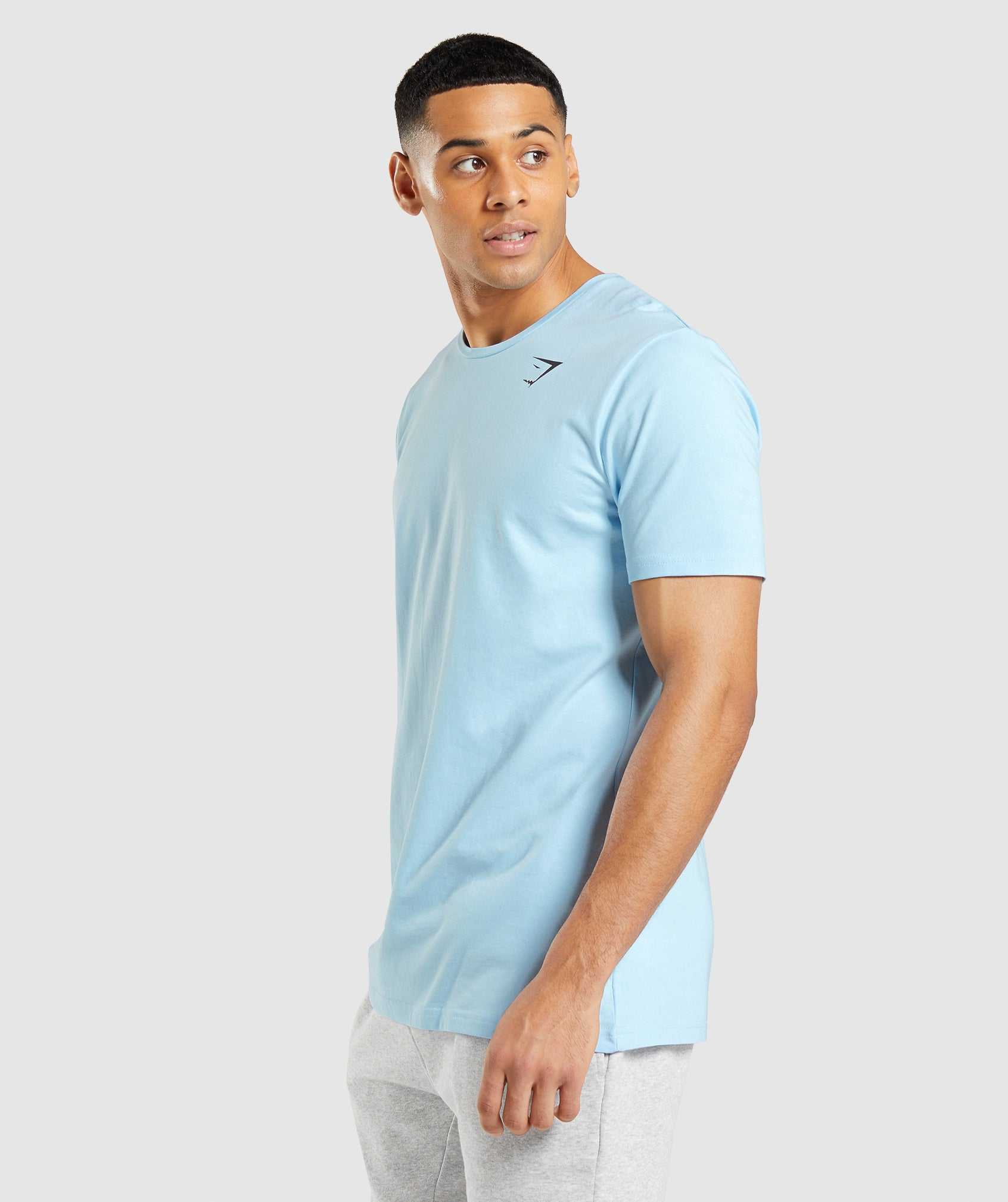 Beige Blue Gymshark Essential Men's T Shirts | YIQMZE851