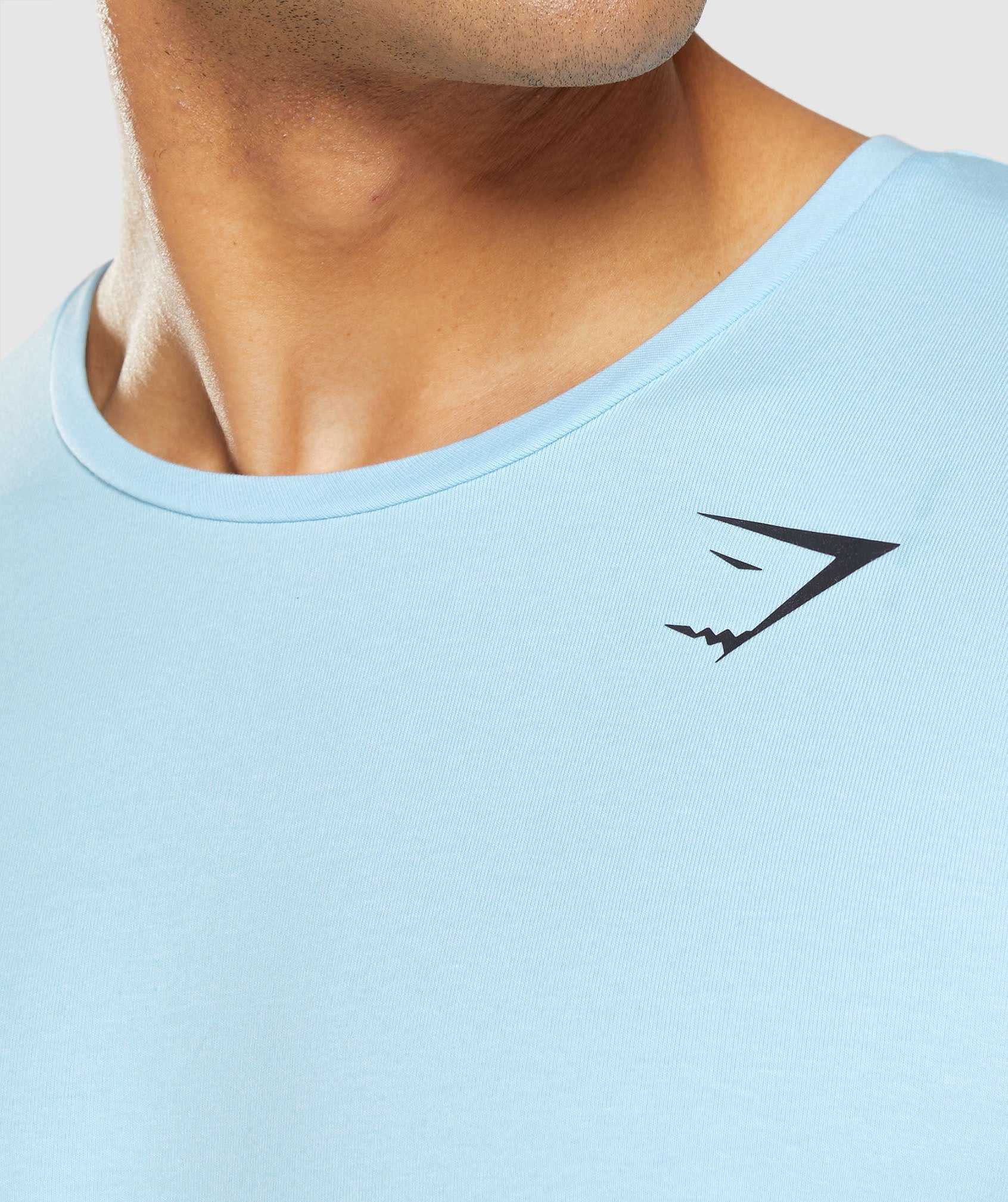 Beige Blue Gymshark Essential Men's T Shirts | YIQMZE851