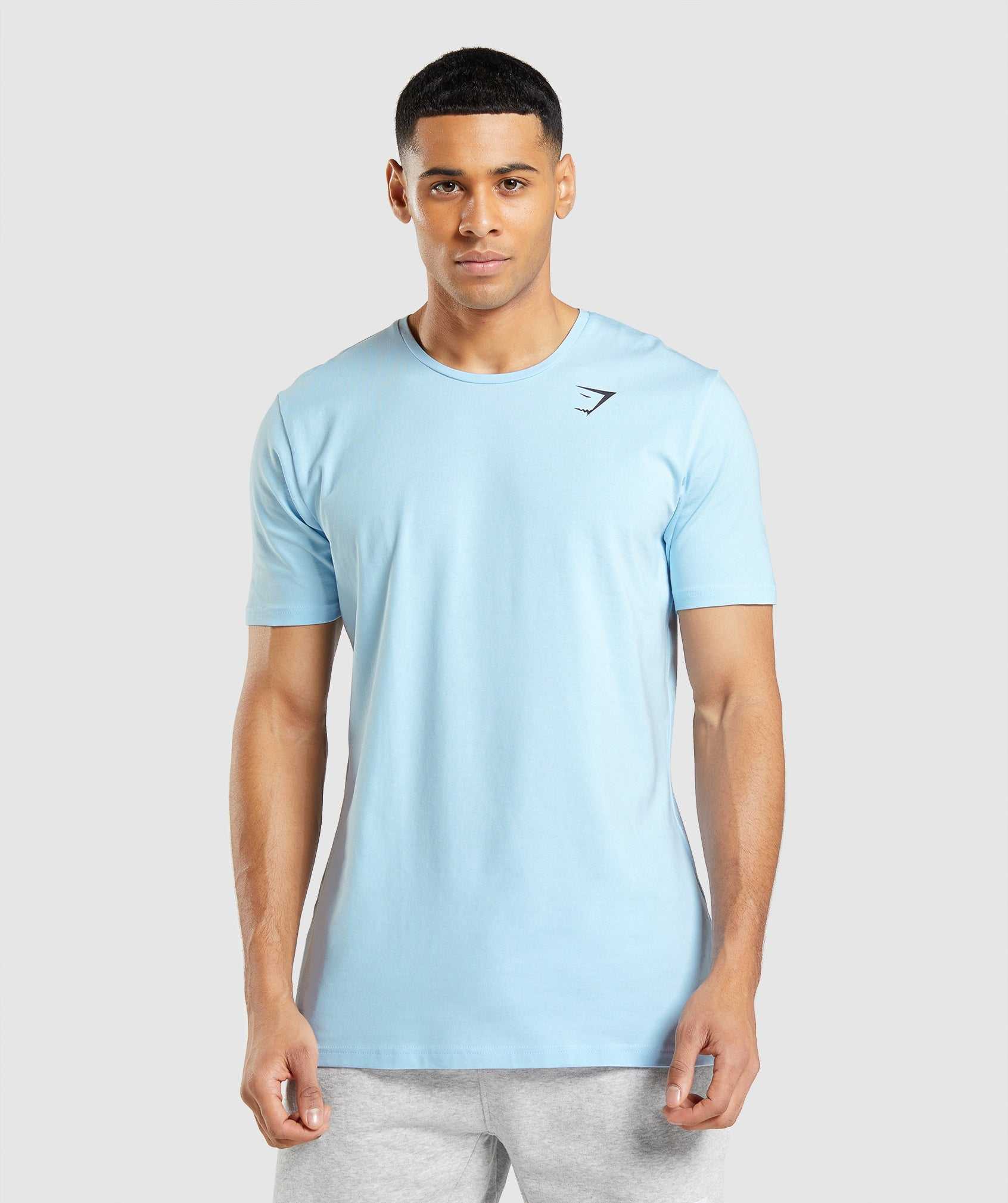 Beige Blue Gymshark Essential Men\'s T Shirts | YIQMZE851