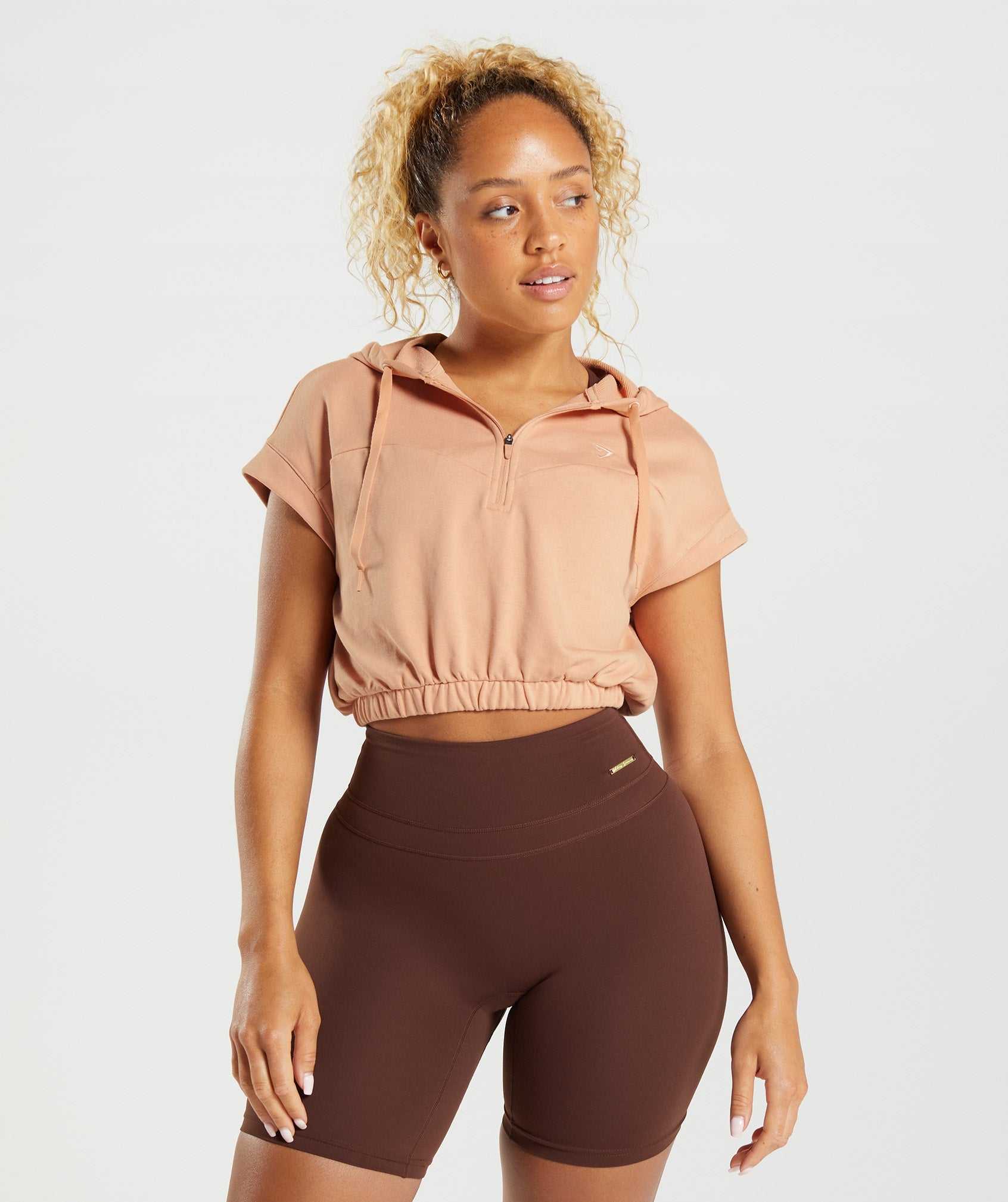 Beige Gymshark Whitney Cropped Sleeveless Women's Pullover | QZYXBM942