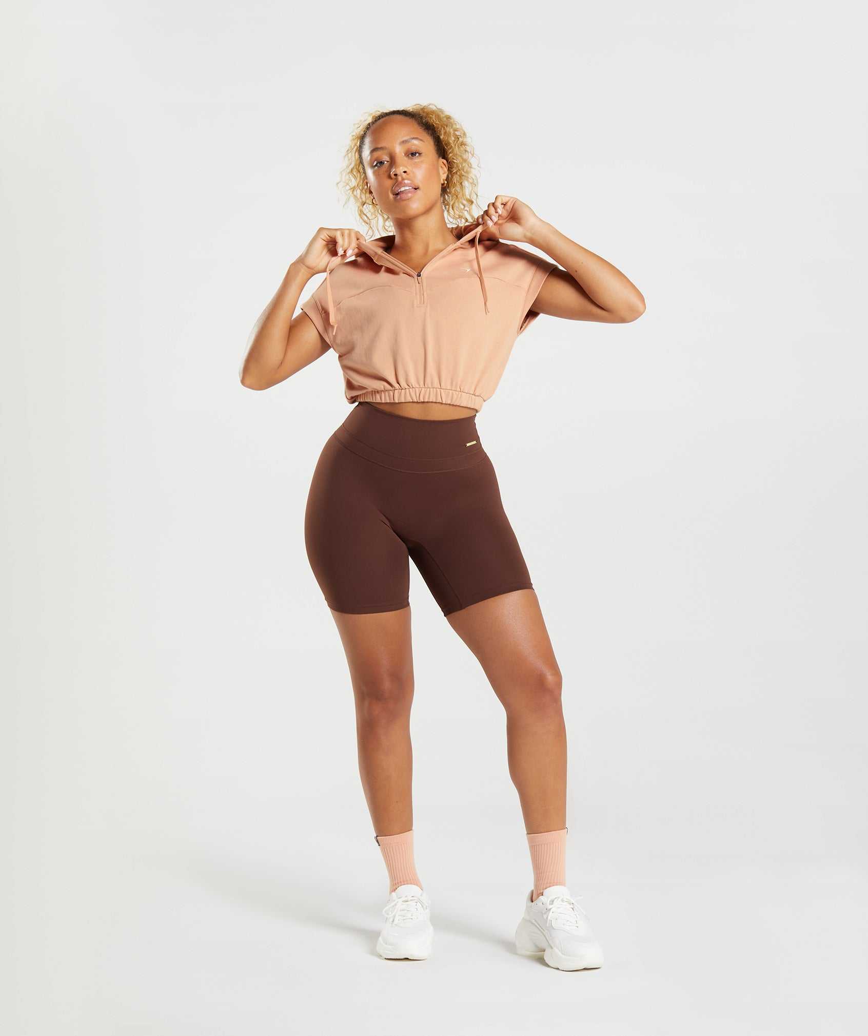 Beige Gymshark Whitney Cropped Sleeveless Women's Pullover | QZYXBM942