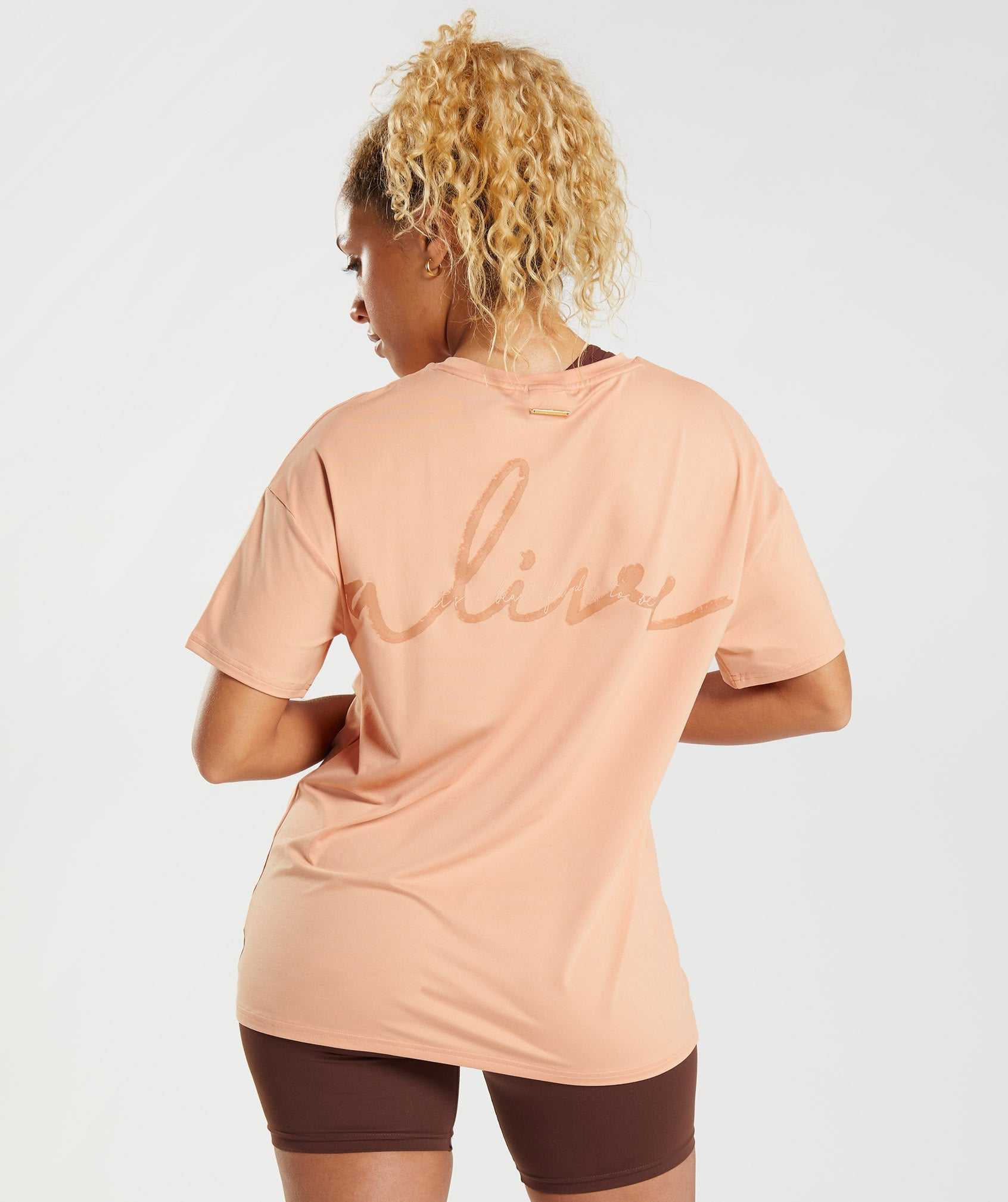 Beige Gymshark Whitney Oversized Women's T Shirts | MOYWJL634