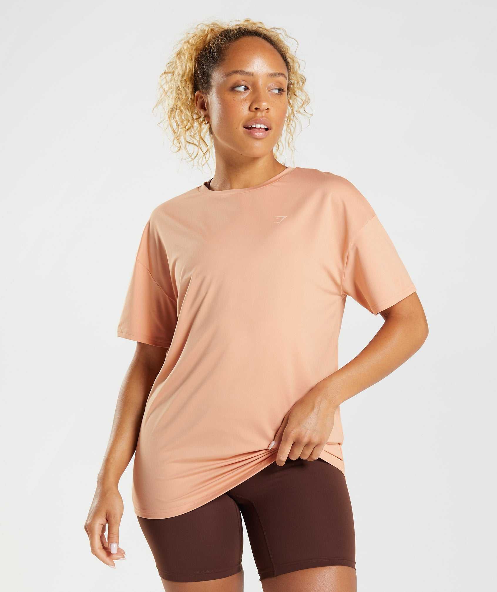 Beige Gymshark Whitney Oversized Women's T Shirts | MOYWJL634