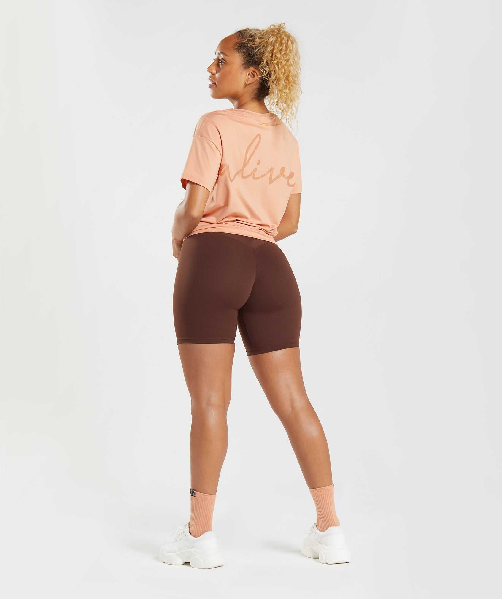 Beige Gymshark Whitney Oversized Women's T Shirts | MOYWJL634