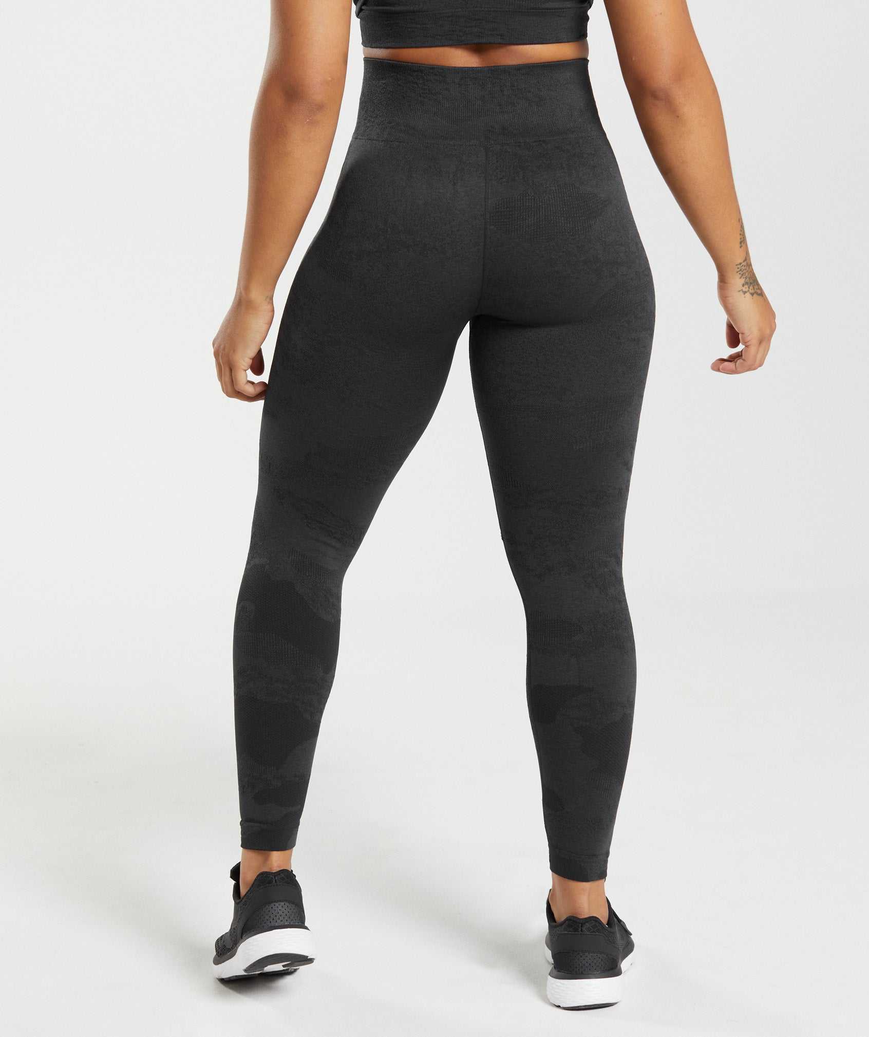 Black / Black Grey Gymshark Adapt Camo Seamless Women's Leggings | FETMYR852