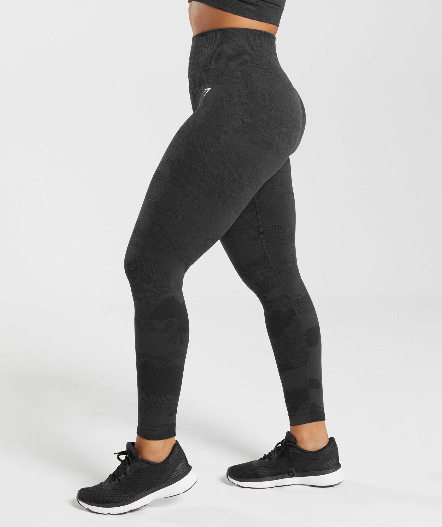 Black / Black Grey Gymshark Adapt Camo Seamless Women's Leggings | FETMYR852